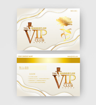 鎏金色淡金色优雅线条风格美容养生VIP卡会员卡美容会员卡